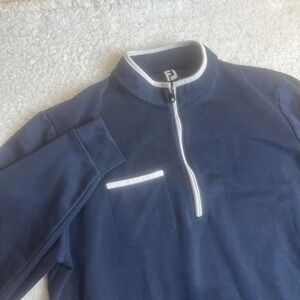 Foot-joy men's blue quarter zip pocket pullover golf preppy outdoors L